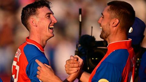 Harry Brook and Will Jacks celebrate