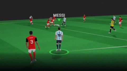 A 3D perspective of Lionel Messi playing in a World Cup match