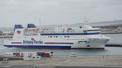 A Brittany Ferries vessel in a port