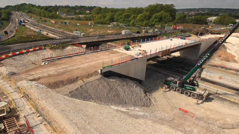 Earthworks and a new bridge at the M3 motorway junction 9
