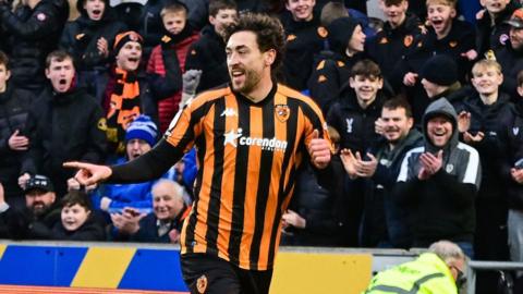 Hull City's Matt Crooks celebrating after scoring