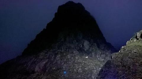 Pillar mountain in darkness