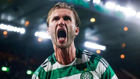 Nygren celebrates for Celtic