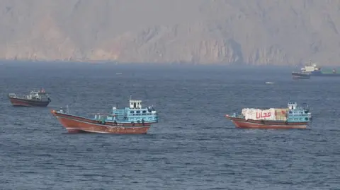 Vessels on water at the Strait of Hormuz.