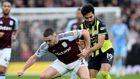 John McGinn battles with Manchester City's Ilkay Gundogan 