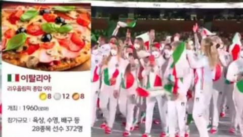 Team Italy was introduced on MBC with a picture of pizza