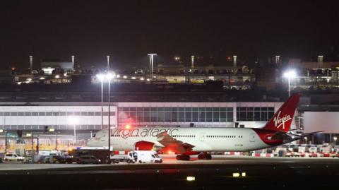 A Virgin Atlantic aircraft arrives at Heathrow 