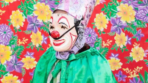 Portrait of dancing clown in Coatepec, Veracruz, Mexico, 2016