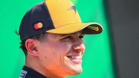 Lando Norris smiling after finishing second in qualifying 