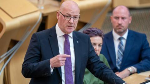 First Minister John Swinney during the first Tuesday session of First Minister's Questions for back bench members at the Scottish Parliament in Holyrood