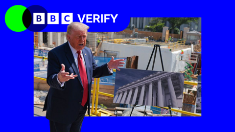 President Trump talking to reporters next to the construction pit inside the White House grounds