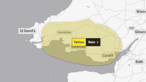 Map of the weather warning