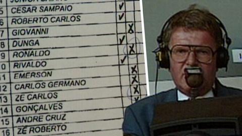 John Motson and the Brazil 1998 World Cup final teamsheet