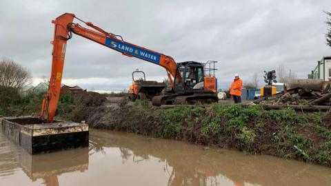 Dredging work in the canal
