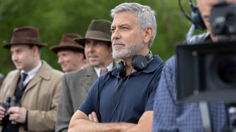 George Clooney directing on set