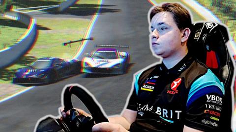 Bobby at the wheel of his virtual race car