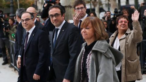 Dismissed Catalan cabinet members arrive at Spain's High Court, 2 Nov 17