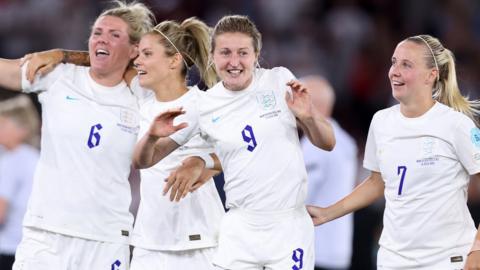England players celebrate