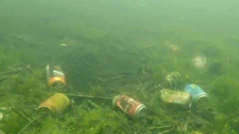 Cans at the bottom of Walsall Canal