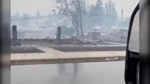 Fire damage in the town of Jasper, Alberta