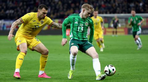 Paddy Lane against Romania 