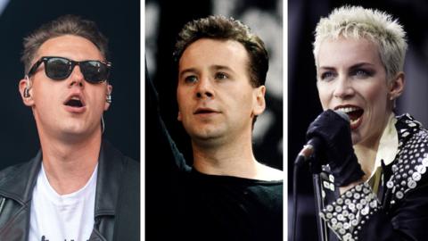 Callum Beattie, Jim Kerr and Annie Lennox