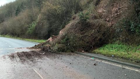 Landslip on A40