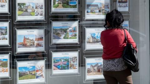 Person looking in estate agent window