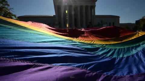 LGBTQ protest outside the Supreme Court