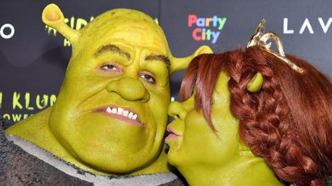 Shrek and Fiona at Heidi Klum's Halloween party