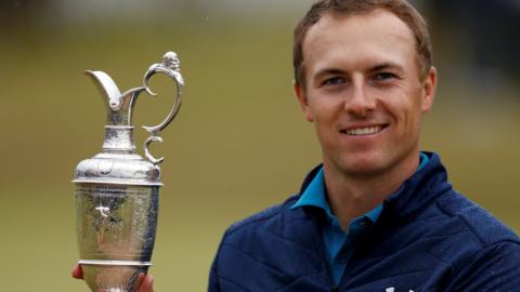 Jordan Spieth celebrates winning The Open