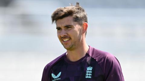 Josh Tongue in a training session for England during the Ashes