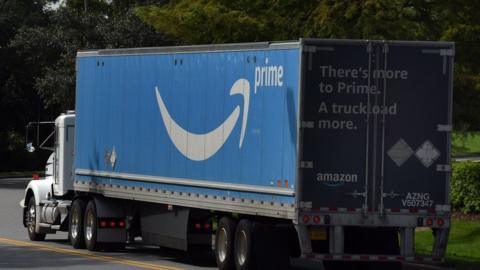 An Amazon truck