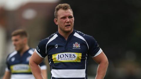 Former rugby union player Nick Koster in action for Bristol during the Greene King IPA Championship in 2015