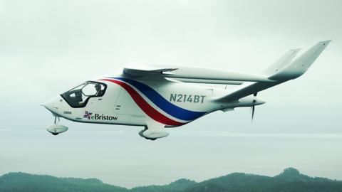 A small plane in the air