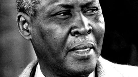 Close up black and white image of nobel laureate Albert Luthuli