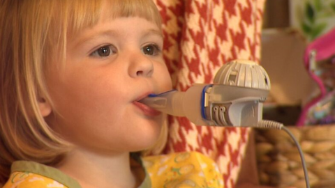 Ivy uses a nebuliser as part of her treatment