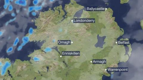 Generic weather map showing Northern Ireland.