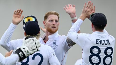 England captain Ben Stokes celebrates taking a wicket