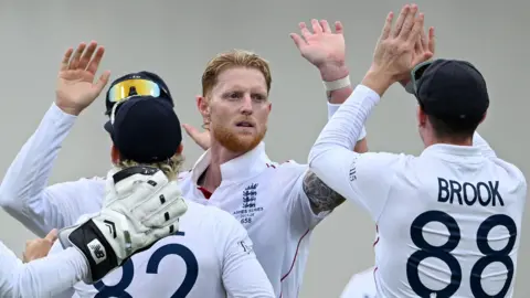 England captain Ben Stokes celebrates taking a wicket