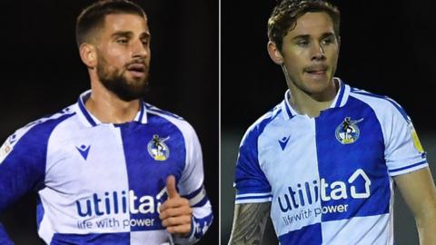 Bristol Rovers players Max Ehmer and Sam Nicholson