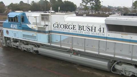 Train carrying Bush casket.