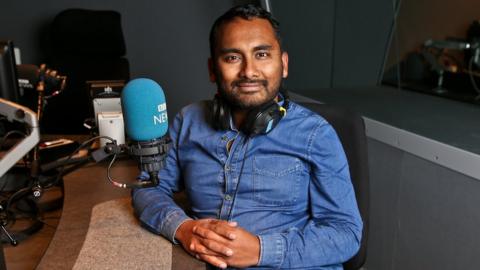 Amol Rajan in a BBC radio studio