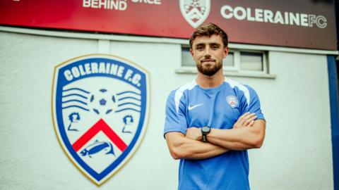 Lewis McGregor at the Coleraine Showgrounds after signing from Airdrieonians