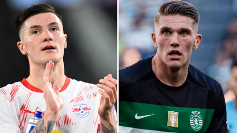 RB Leipzig striker Benjamin Sesko and Sporting centre forward Viktor Gyokeres.