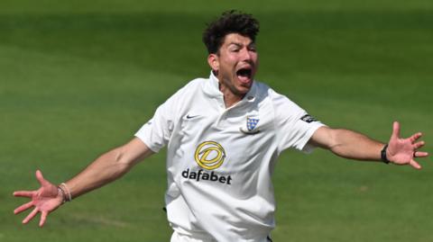 Ari Karvelas of Sussex appeals for a wicket