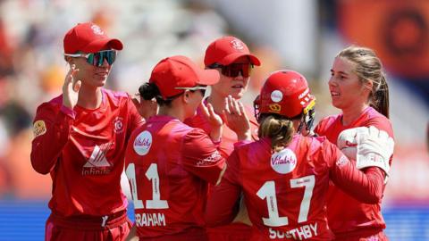 Welsh Fire women's during last night's dramatic victory over Southern Brave at Sophia Gardens.