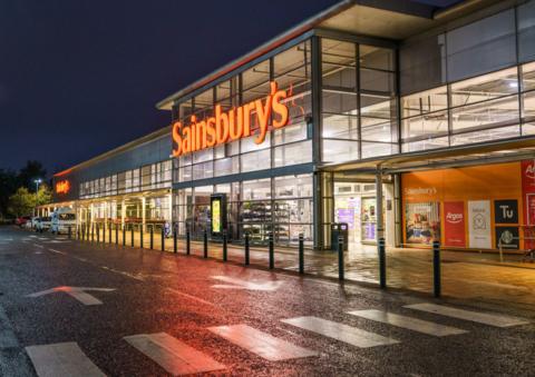Sainsbury's store at night 