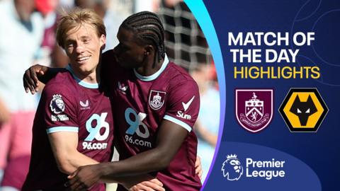 Burnely's Zian Flemming celebrates scoring his team's first goal with Axel Tuanzebe during the Premier League against Wolves at Turf Moor
