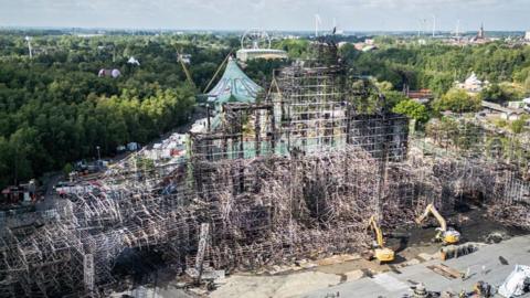The Tomorrowland main stage after the fire which broke out on Wednesday evening